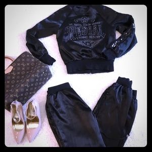 Two piece black sparkling sequin set. Size small